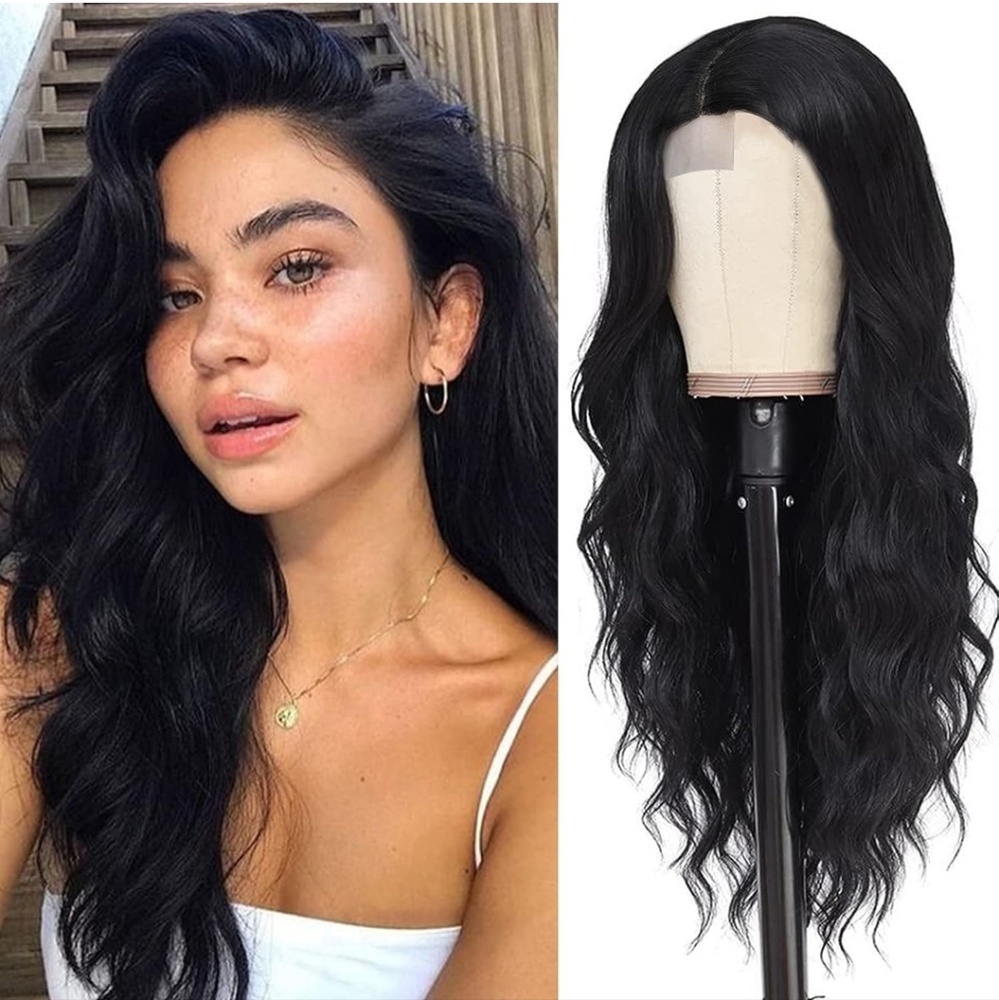 Long Black Wavy Lace 26 inch